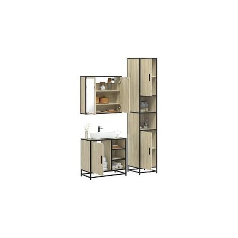 Ensemble de meubles de salle de bain 3 pcs chêne sonoma (1/5)