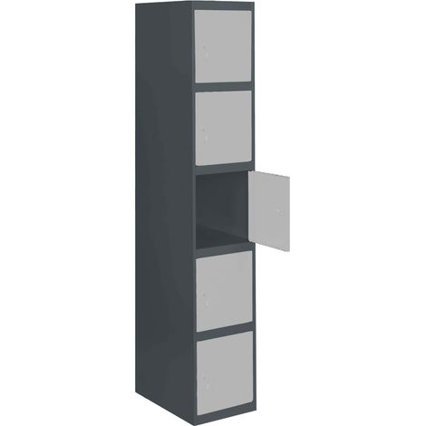 SimonRack Armadietto Spogliatoio Metallico 5 Ante, 1800x300x500 mm, Serratura con Chiave e Areatori, Antracite/Grigio - Simonlocker