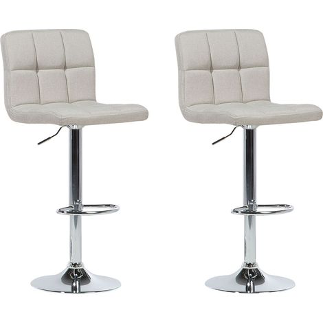 Set of 2 Bar Chairs MARION Swivel Light Beige