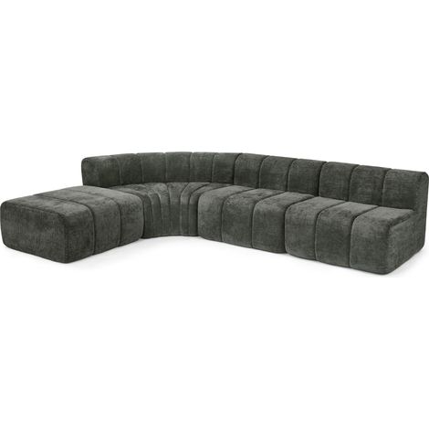 ELVMI Sofá Esquinero Modular con Módulos Libres, Asientos sin Respaldo Multiuso, de Chenilla Negro (1/5)