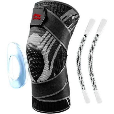 Genouillère de compression LINING Sports avec sangle ajustable, soulagement de l'arthrite, douleurs articulaires, ligament collatéral médial, soutien accru pour la course à pied - Noir M (1/5)