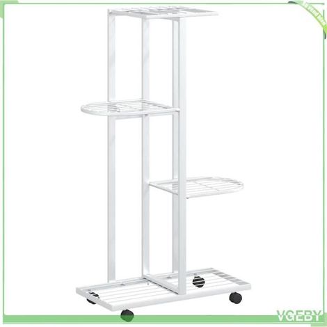 Jardinière 4 niveaux - FAFEICY - 343116 - Blanc - Roues intégrées - 44 x 23 x 80 cm (1/5)