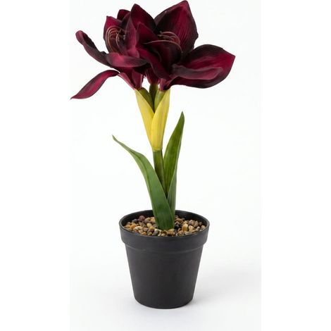 HOMESCAPES Faux Red Amaryllis in Pot, 36cm (1/4)