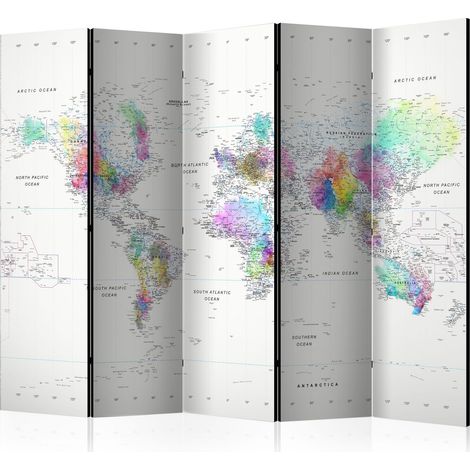 Paravento - Room divider – White-colorful world map - 225x172 (1/4)