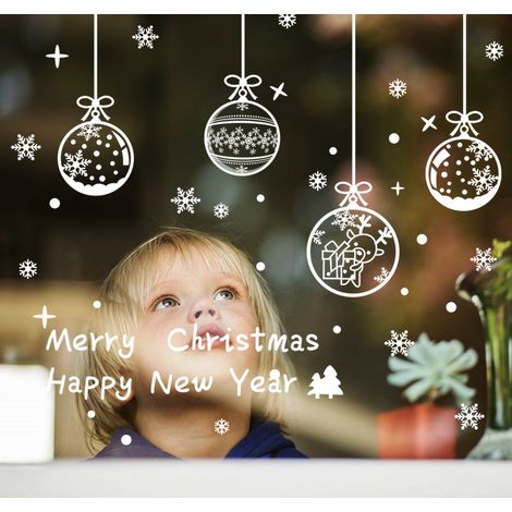 Litzee – Stickers fenêtre Noël amovibles PVC 30x43 cm – Décoration intérieure flocons de neige – Facile à appliquer et réutilisables (1/5)