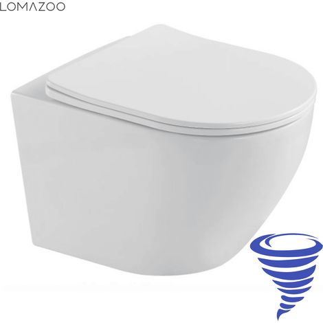 LOMAZOO WC suspendu sans bride blanc rond - Rimless - chasse