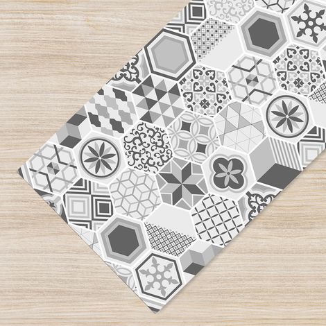 Tappeto da cucina antiscivolo, antimacchia passatoia multiuso 50x500 - Mattonella grigia (1/4)
