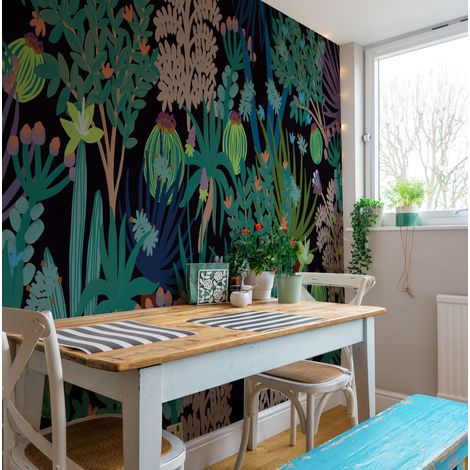 Papier peint panoramique Jungle cactus, Beige 150 x 250cm (1/5)