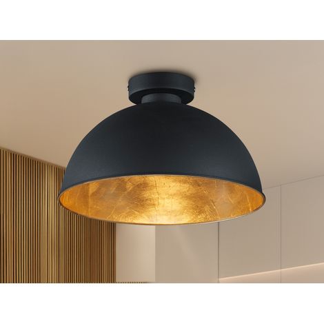 Deckenleuchte JIMMY mit Metall Lampenschirm Schwarz & Gold, Ø 31cm (1/5)