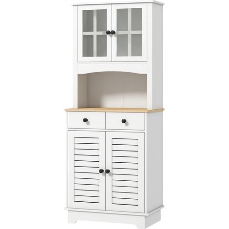 Küchenschrank, Hochschrank mit 2 Schränken, Küchenbuffet mit verstellbaren Ablagen, Buffetschrank, Esszimmerschrank für Küche, Esszimmer, 68 x 39,5 x 170 cm, Weiß (1/5)