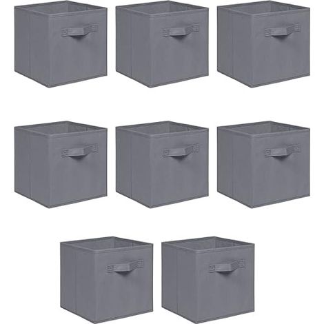 Foldable Storage Boxes,Non-Woven Fabric Storage Box Set,Storage Drawers for Cube Storage Unit,26.5x26.5x28 cm (Grey, Set of 8)