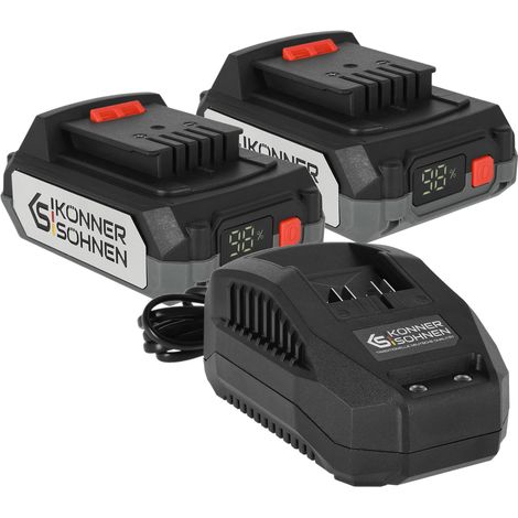 Kit dual starter batteries et chargeur Könner & Söhnen KS 20V2-1-DUAL, 2x Batteries 20V 2.0 Ah + Chargeur (1/5)