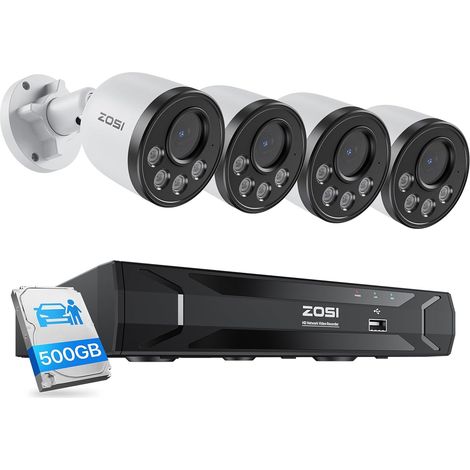 Kit Caméra Surveillance PoE Audio NVR 8CH 500GB Caméras IP PoE pour Extérieur Intérieur Vision Nocturne Détection Humaine Intelligente Accès Distance (1/5)