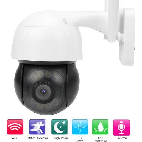 Caméra de Surveillance WiFi 3MP PTZ Extérieure avec Détection PIR, Audio Bidirectionnel, Vision Nocturne en Couleur, Étanche IP66, Alimentation 100‑240V (1/5)