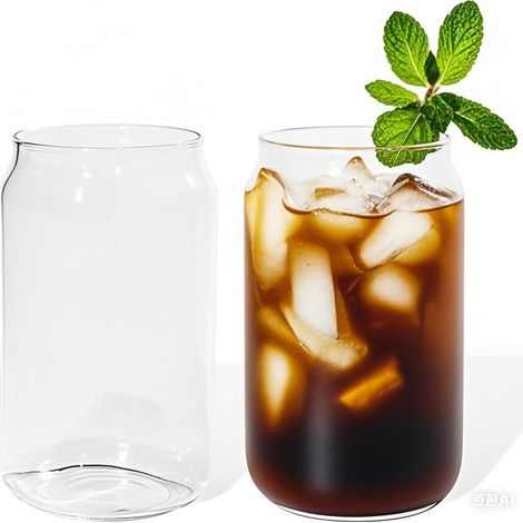 Lot de 2 verres à café glacé, 500 ml, verres à jus, à bière, à eau, verre à café, verres à cocktail, verres à long drink (1/5)