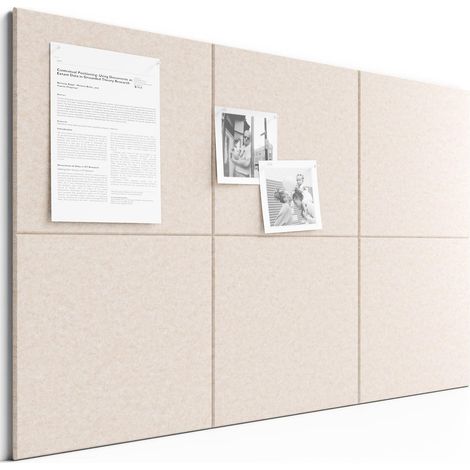 Lot de 6 panneaux d'affichage en feutre, panneaux de décoration murale, panneaux muraux épais, à assembler librement, pour la décoration de bureaux, 30 × 30 cm, beige (1/5)