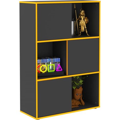 Étagère sur pied 3 compartiments ouverts 68,5x33x99 cm Anthracite FMD (1/5)