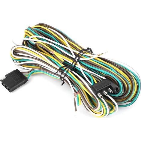 Kit d'extension de Faisceau de Câblage de Remorque à 4 Fils de 36 Pieds, Faisceau de Câblage de Remorque de 36 Pieds, Prise Mâle Femelle Plate à 4 Fils, 8.5 + 2. Broches avec 18 de Terre (1/4)