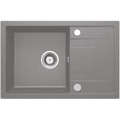 Lavello cucina in granito con 1 vasca e gocciolatoio 67x44 cm grigio metallizzato - Drax