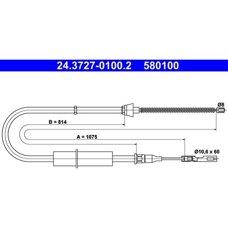 Tirette à câble, frein de stationnement ATE 24.3727-0100.2 AUDI 8Z0 609 721 B