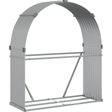 Porte-bûches Portant de bois de chauffage argenté 120x45x140 cm acier galvanisé CFW61344 (1/5)