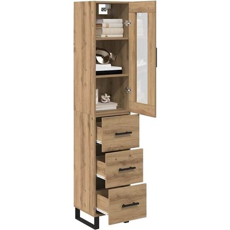 Armoire en Chêne Massif Artisanale 34,5 x 34 x 180 cm - Grand Modèle de Rangement Élégant (1/5)