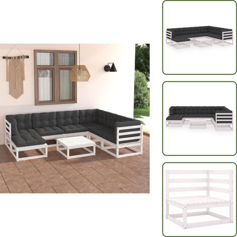 8-tlg. Garten-Lounge-Set mit Kissen Massivholz Kiefer - Garten Lounge Set - Kiefernholzmöbel - Outdoor Möbel - Gartenmöbel - Loungemöbel