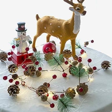 Guirlande De Pommes De Pin De Noël, Guirlande LED Guirlande Lumineuse À Piles Intérieur Extérieur Décor Pour La Fête D'arbre De (1/4)