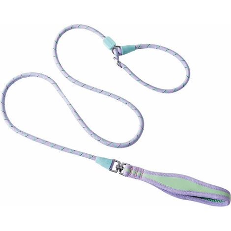 Laisse anti-traction de 1,55 m pour chiens de races moyennes à grandes, avec motif réfléchissant violet. (1/5)