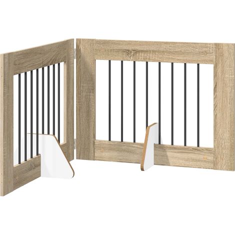Foldable Dog Gate with Stands 2 pcs Sonoma Oak 160.5 cm vidaXL