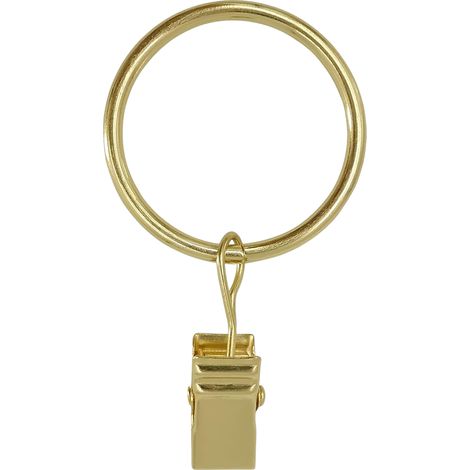 Gardinenringe mit Clips, Gardinenclips mit Ringen, Innendurchmesser des Gardinenrings 3,5 cm (glänzendes Gold, 1 Stück) (1/5)