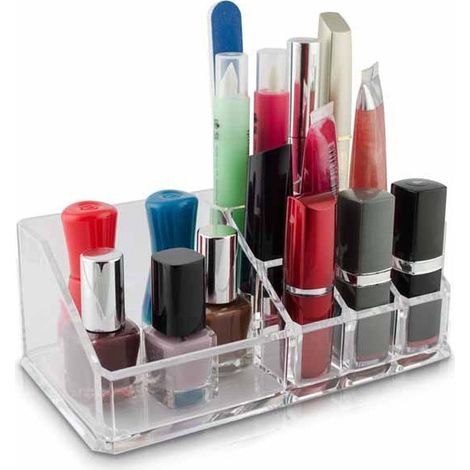 TrAdE Shop Traesio - Organizer Trucchi E Cosmetici 9 Scomparti Organizzatore In Acrilico Trasparente - (1/4)