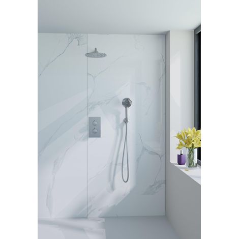 FugaFlow Eccelente Acces Ensemble de douche de tête encastré - thermostatique - bras mural - douche de tête 30cm - douchette ronde - flexible de (1/5)