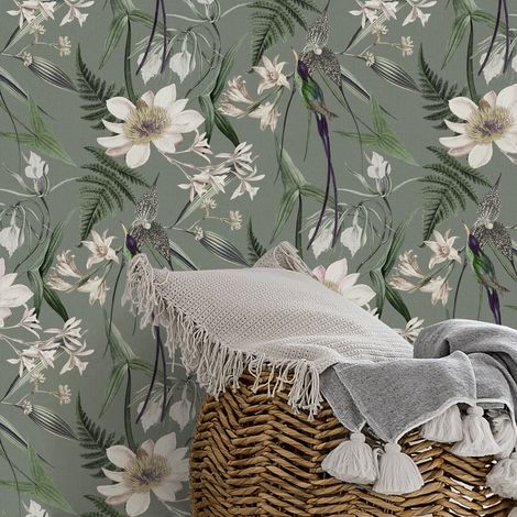 Papier peint intissé Jardins de Paradis 1005 x 52cm Gris (1/5)