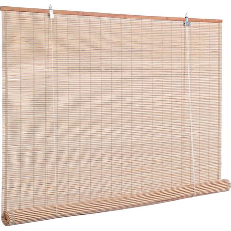 Tenda Nizza marrone in bamboo, barre in legno e filo di poliestere copertura 75% -150x260h (1/4)