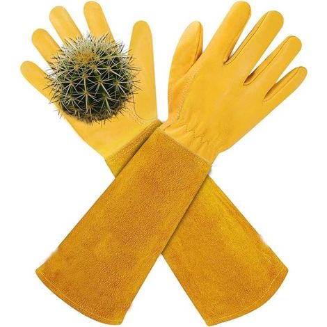 Guantes largos de jardinería para señoras/caballeros, guantes resistentes a las espinas para podar rosales - L