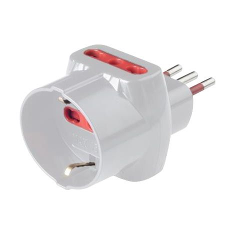 ADATTATORE TRIPLO CON PROTEZIONE SCHUKO/BIVALENTE 10A ROSI
