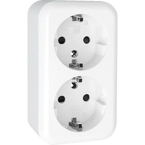 IluminaShop - Enchufe de Superficie Doble Tipo F Schuko 16A IP20 Blanco