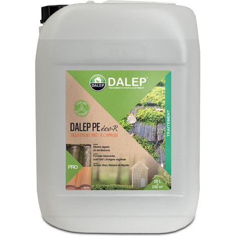 Dalep – Antimousse fongicide sans rinçage 20L – Pour toiture, murs et sols – Traite champignons, algues, lichens – Effet longue durée