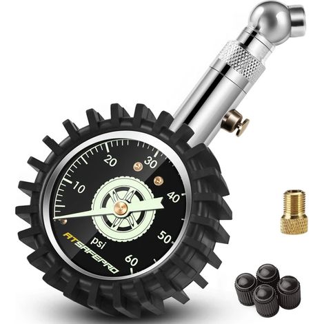 Manomètre de pression des pneus ATsafepro (60 psi - 4 bars) pour véhicules, compatible avec motos, voitures et camions. (1/5)