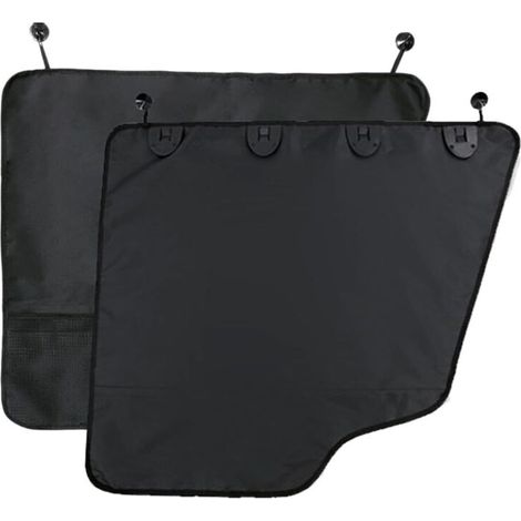 Set di 2 protezioni per portiere auto per cani, impermeabili, antigraffio, con tasche a rete per auto, camion, SUV (nero) (1/4)
