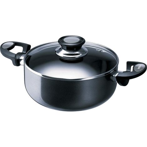 Wok Antiadhésif 28 cm avec Couvercle Verre en Aluminium - Compatible Tous Feux dont Induction - Sans PFOA (1/5)