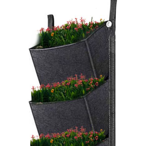 Bolsa de cultivo colgante con 6 compartimentos, macetero vertical de pared, bolsa de cultivo de malla transpirable, 30 cm x 98 cm (1/4)