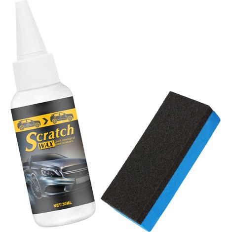 [Yue Xing Hui] Crème réparatrice de rayures pour voiture 30 ml/50 ml, cire de polissage, rénovateur de peinture et de miroirs, éliminateur de rayures (emballage opp) 30 ml + éponge (1/5)