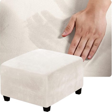 1 Housse De Pouf Carré Velours Extensible 58x58cm Pour Repose-Pieds Tabouret Salon
