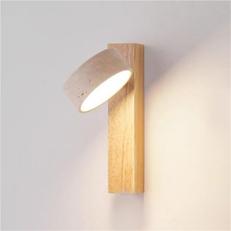Applique Murale En Pierre Wabi-sabi, Applique Murale LED Rectangulaire Nordique En Bois, Angle Réglable, For Salon, Chambre À Coucher, Chevet, Couloir(Log) (1/5)