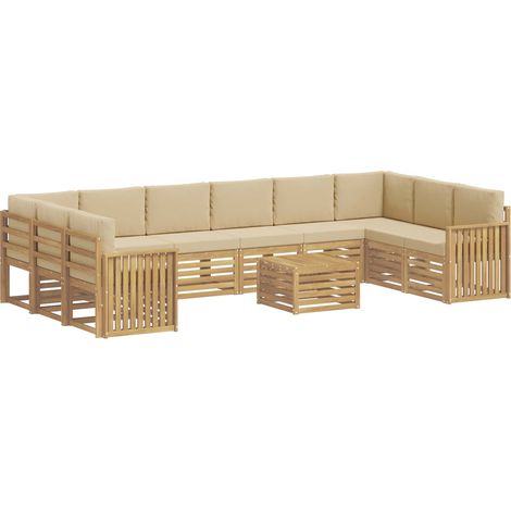 Outdoor Sofa Set 11 pcs White and Beige 59 x 59 x 37 cm vidaXL (1/5)