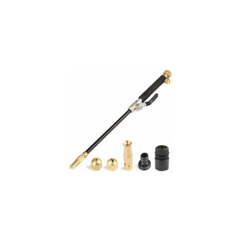 Nettoyeur haute pression Jet, buse de tuyau haute pression, lance de laveuse à pression, extrémité de tuyau d'arrosage extensible, pulvérisateur de nettoyage de vitres (Réglable + noir) (1/5)