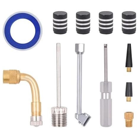 Outil de retrait tige valve pneu Kit d'outils remplacement rapide noyau valve, outils réparation pneus, poignée antidérapante pour voitures, camions légers, brouettes - (1/5)
