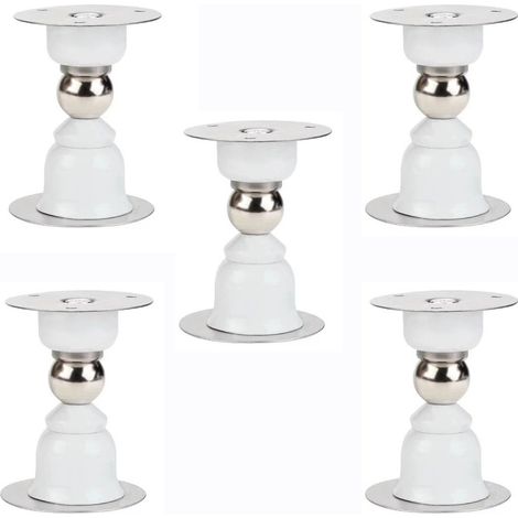 5 Butées Porte Magnétiques Blanches Acier Inox Adhésif 3M (1/5)